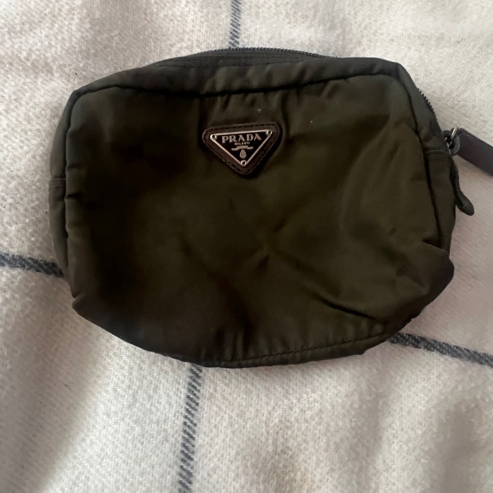 Prada Brown Cosmetic Bag with Smooth Fabric and Zipper Closure